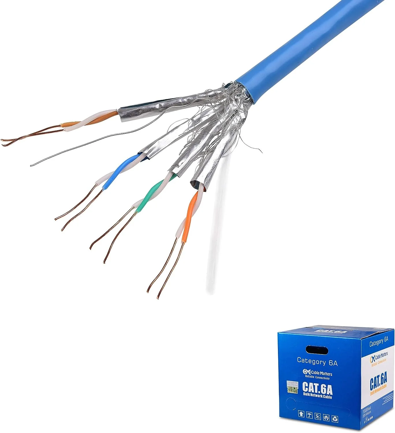 Cable Matters Cavo Cat 6A schermato in rame nudo da 10Gbps certificato UL per installazione a muro (cm)