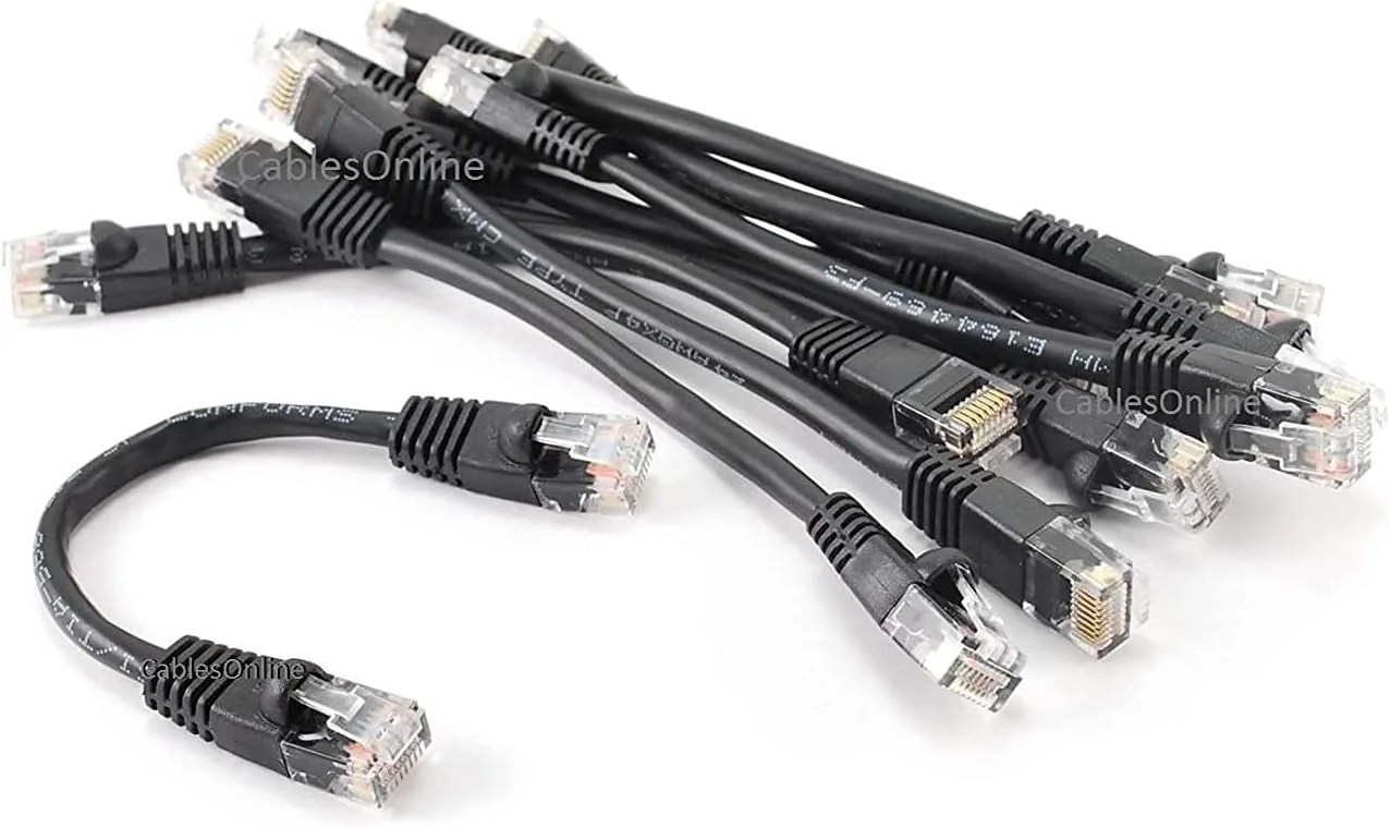 CablesOnline Confezione da 10 cavi patch CAT5e UTP Ethernet RJ45 da 6 pollici con 8 fili completi, nero