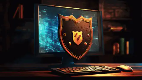 Un'immagine raffigurante uno scudo che protegge un computer, simbolo di privacy e sicurezza nel mondo digitale.