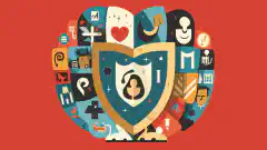 Un'immagine che raffigura uno scudo che protegge le informazioni personali di una persona mentre utilizza le piattaforme di social media.