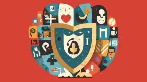 Un'immagine che raffigura uno scudo che protegge le informazioni personali di una persona mentre utilizza le piattaforme di social media.