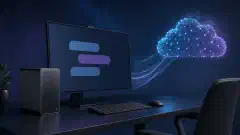 Una workstation IA locale collegata a un servizio cloud da percorsi dati visibili