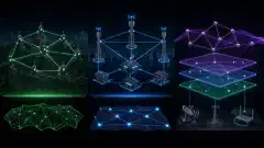 A technical illustration representing resilient mesh communication networks.